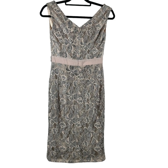 Peachy Pink Lining With A Silver Gray Lace Overlay with Rhinestone built-in Belt - Picture 6 of 13